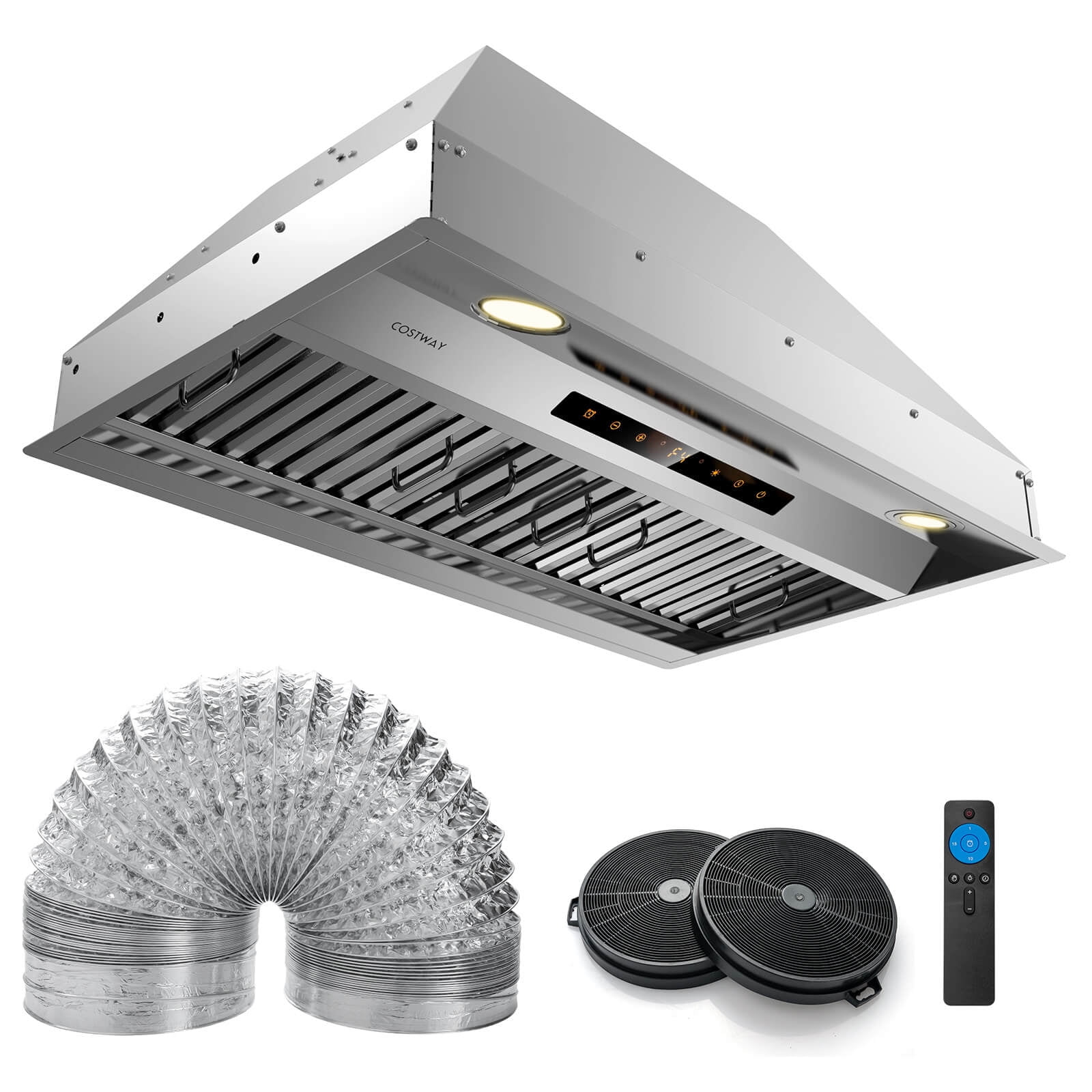 Costway 30 Inch Under Cabinet Range Hood with 4 Fan Speeds, Touch/Gesture/Remote Control