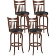 thumbnail image 1 of Costway 30” Swivel Bar Stools Set of 4 with Backs, Solid Wood Legs & Footrest for Home Bar Expresso, 1 of 9