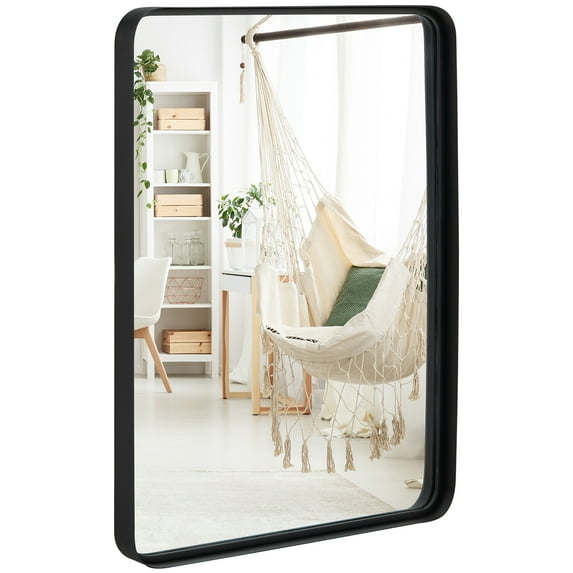 Costway 30'' x 22'' Black Rectangular Vanity Bathroom Mirror