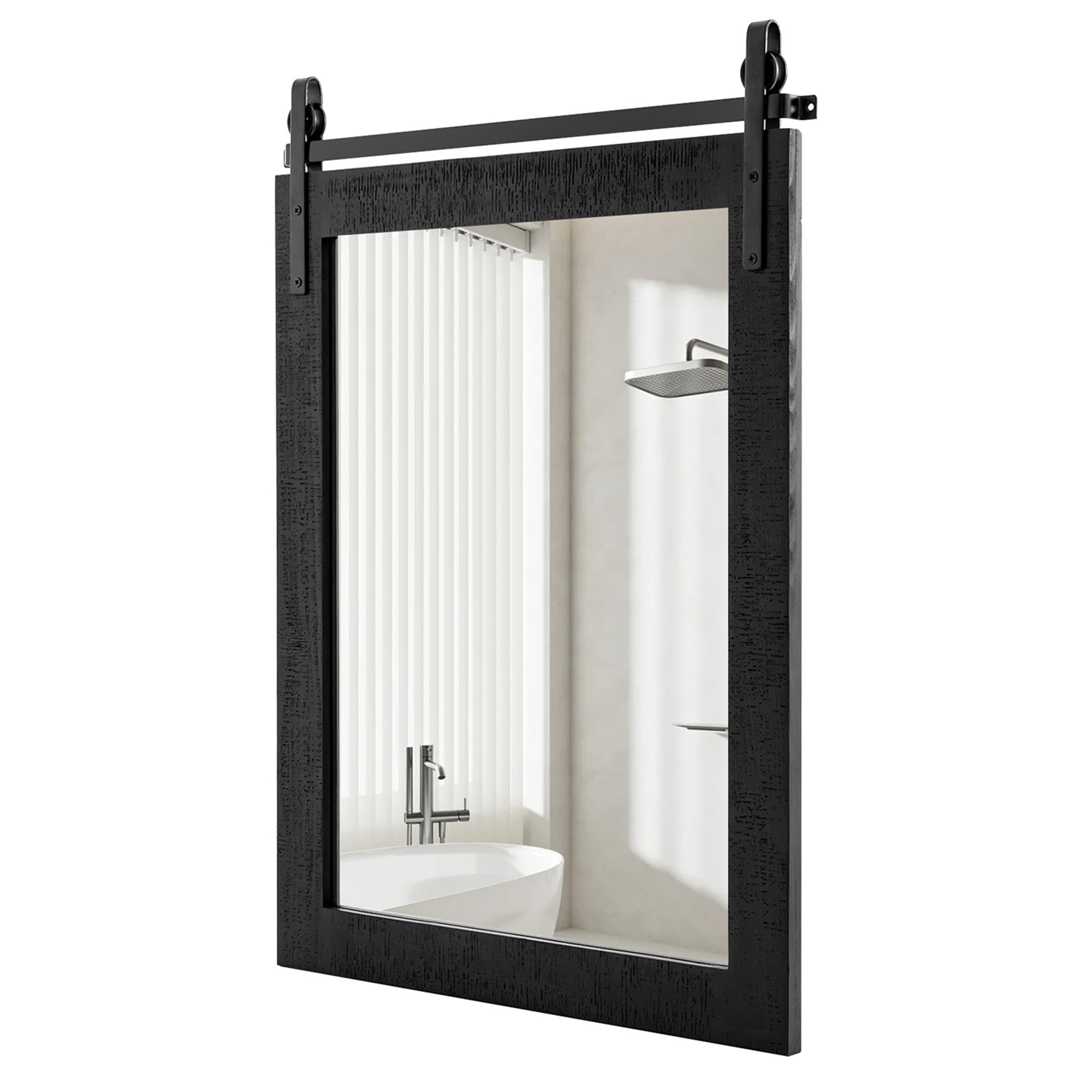 Costway 30''x22'' Wall Mount Mirror Decor Vanity Mirror Wood Frame Barn