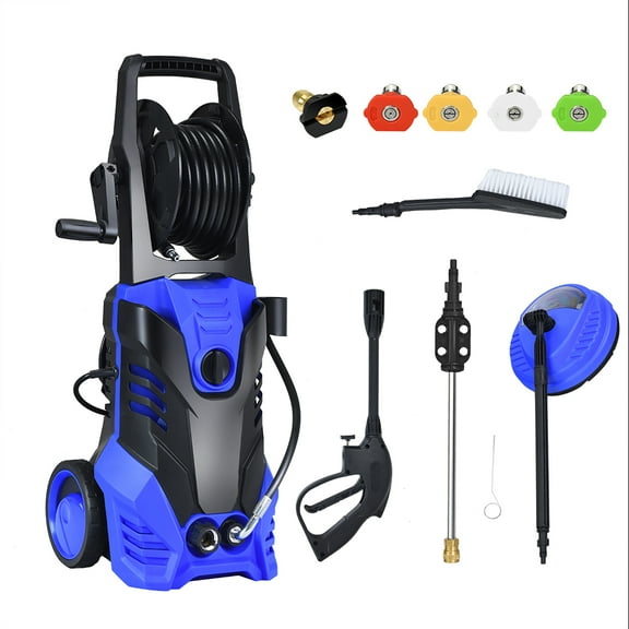 Costway 3000PSI Electric High Pressure Washer Machine 2 GPM 2000W w/ Deck Patio Cleaner Blue