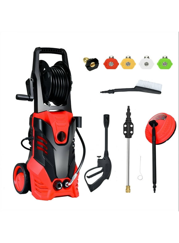 Costway 3000PSI Electric High Pressure Washer Machine 2 GPM 2000W w/ Deck Patio Cleaner Red