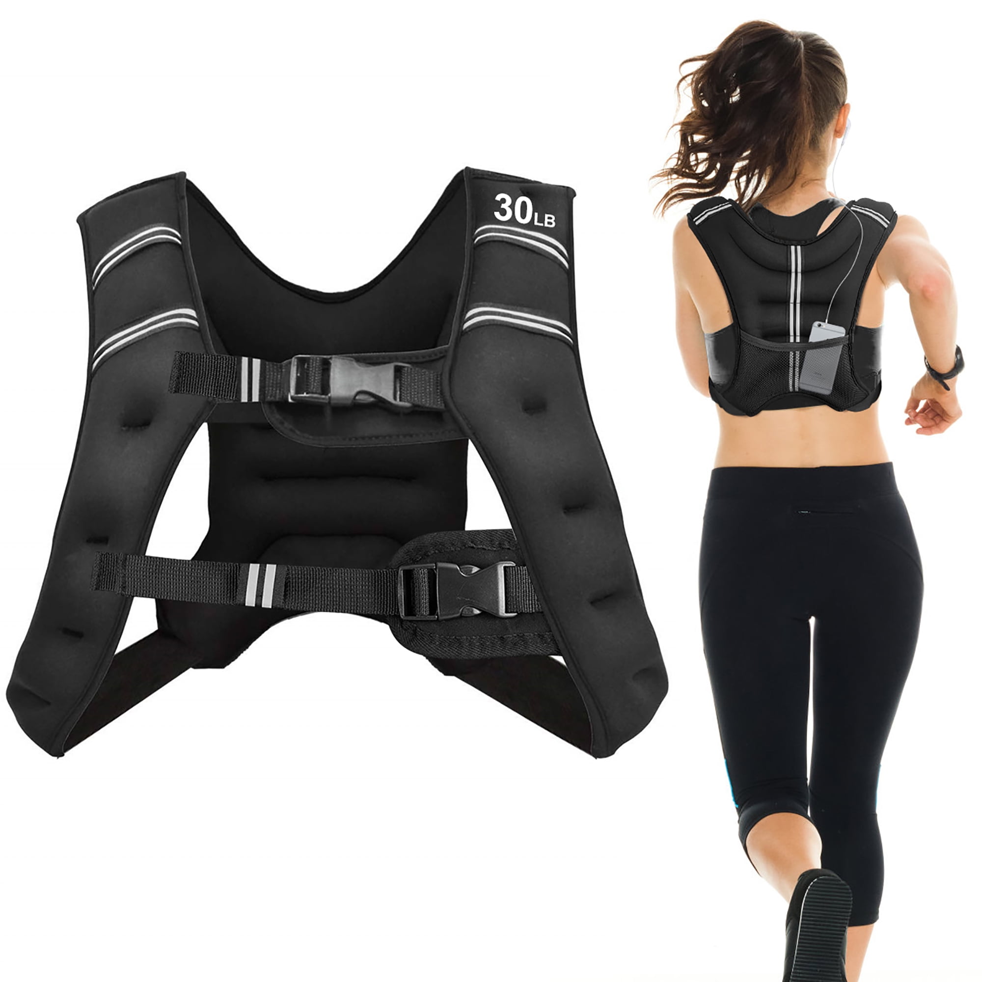 Costway 30LBS Workout Weighted Vest W/Mesh Bag Adjustable Buckle Sports  Fitness Training