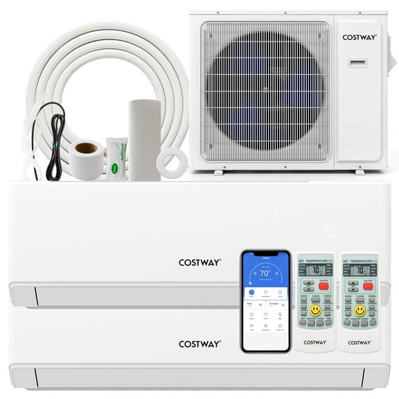 Costway 30k BTU 2 Zone 12k +12k BTU Mini Split Air Conditioner 23 SEER2 208-230V Wifi Enabled