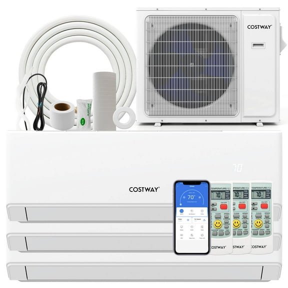 Costway 30k BTU 3 Zone 9k + 9k + 9k BTU Mini Split Air Conditioner 23 SEER2 208-230V Wifi Enabled