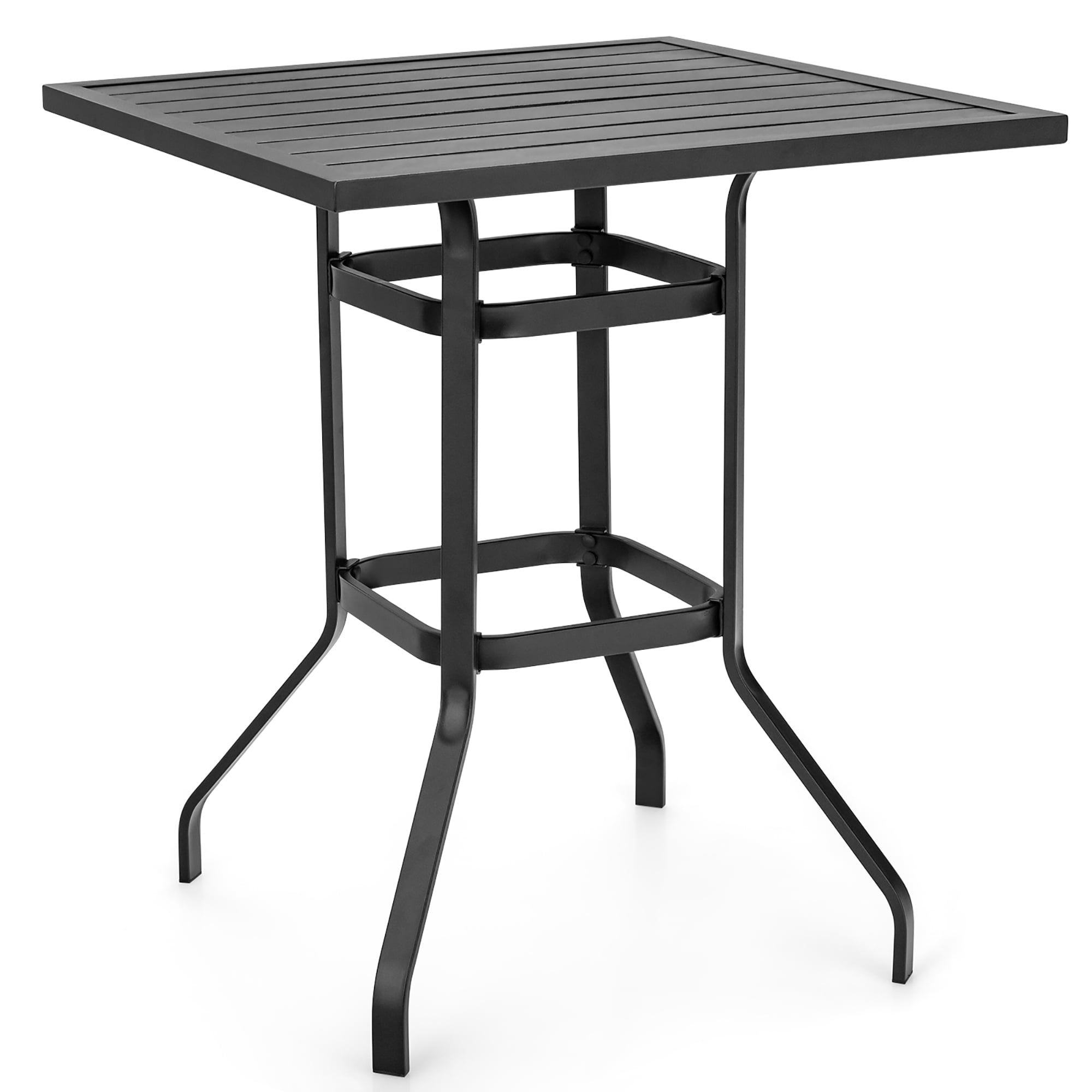 Costway 32'' Patio Square Bar Table Metal Cafe Bistro Table Garden Deck