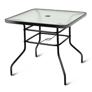 Costway 32 Inch Square Patio Table With Tempered Glass Top