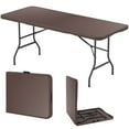 thumbnail image 1 of Costway 350 LBS Fold-in-Half Table with Rattan-Like HDPE Tabletop Safe Lock Mechanism, 1 of 10