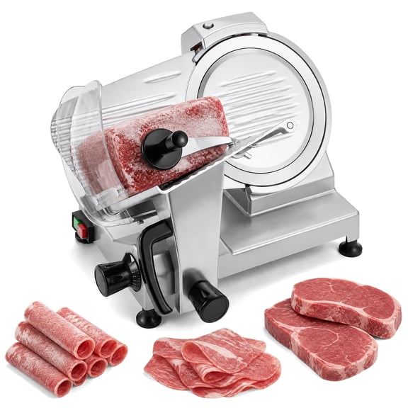 Costway 350 RPM Deli Food Slicer with 0-0.47" Adjustable Thickness for Ham Silver
