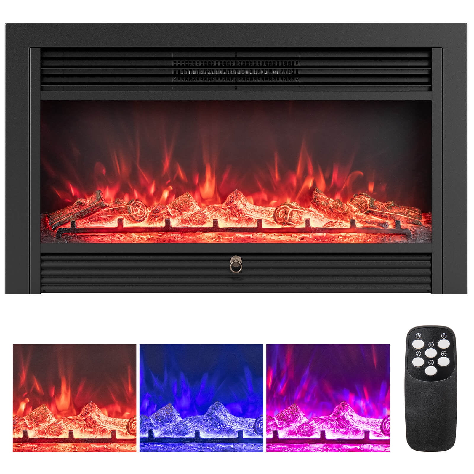 Costway 36" Electric Fireplace Insert 1500W Recessed Fireplace