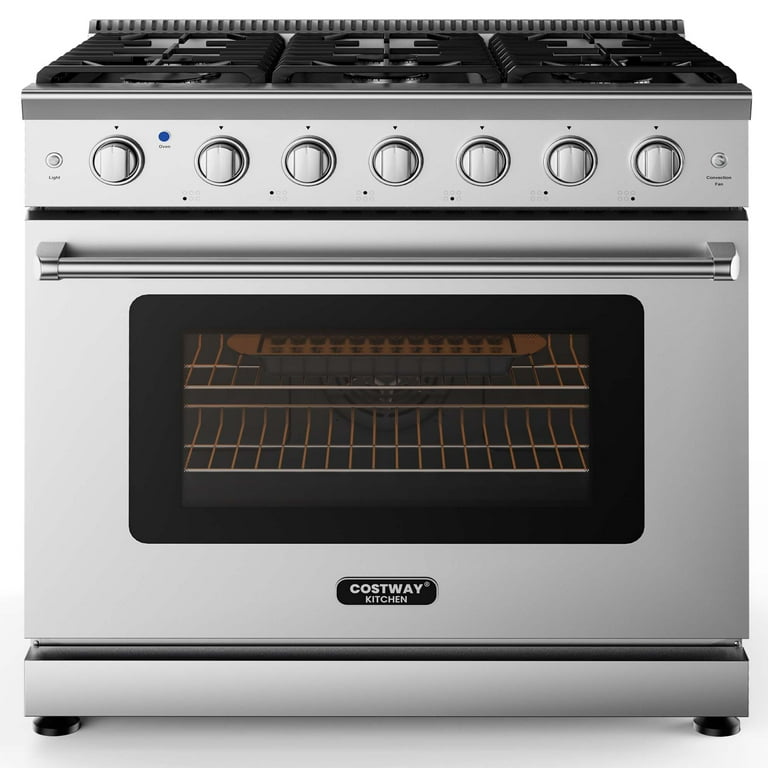 Costway 36 Inches Natural Gas Range Freestanding with 6 Burners Cooktop 6 Cu.Ft. Oven