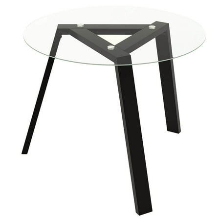 Costway 36" Round Glass Dining Table for 4 with Tempered Glass Tabletop Rubber Wood Frame Black