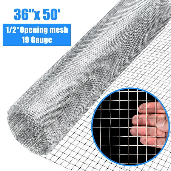 Costway 36'' x 50' 1/2inch Wire Fence Mesh Cage Roll Garden 19Gauge Galvanized Wire