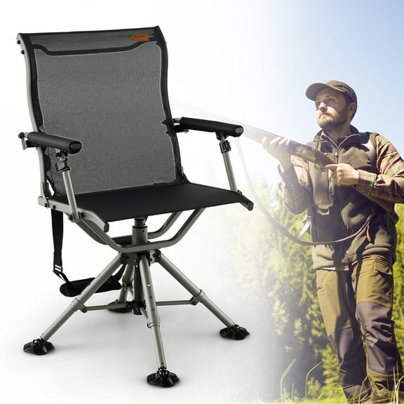 Costway 360 Degree Silent Swivel Hunting Chair w/ All-terrain Feet Pads Support 400 LBS