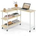 thumbnail image 1 of Costway 360° Rotatable Sofa Side Table L-shaped Laptop Desk Snack Table withShelf Patented Natural, 1 of 10