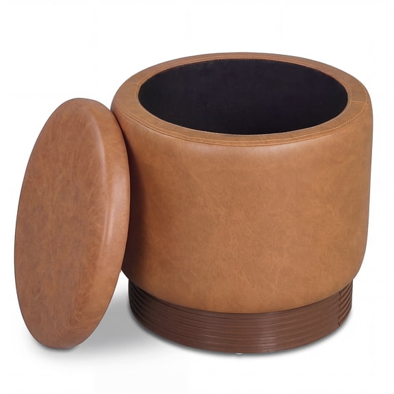 Costway 360 Swivel Faux Leather Foot Rest with Hidden Storage, 400 Lbs Weight Capacity