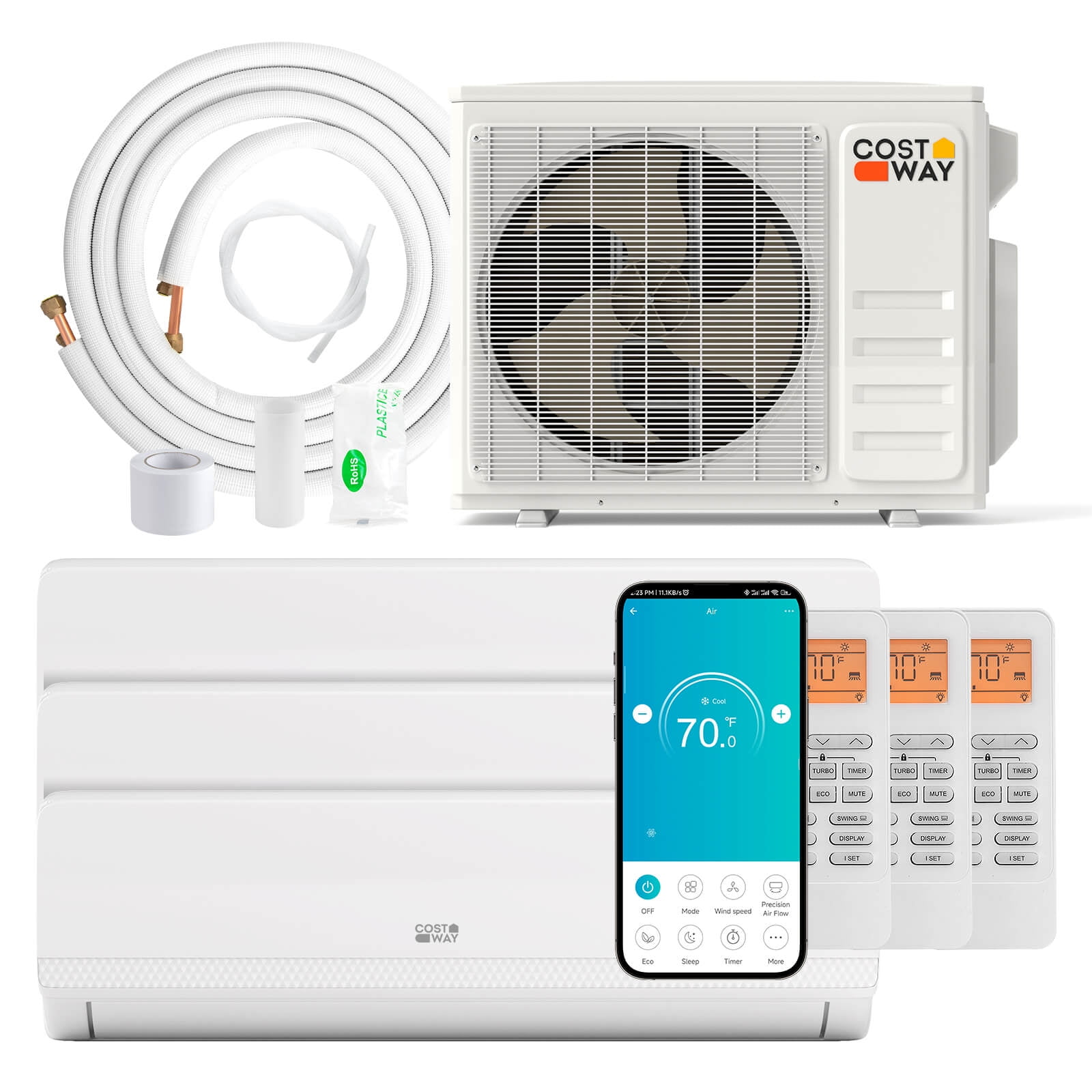 Installation Manual COSTWAY 27k BTU 3-Zone Mini Split AC WiFi