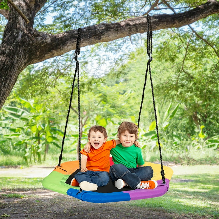 Costway 37 inch Hexagon Tree Swing with Adjustable Hanging Rope