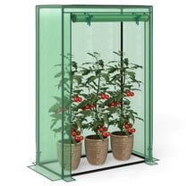 Costway 39” x 20” x 59” Portable Mini Greenhouse with Roll-Up Zippered Door, Indoor Outdoor Green