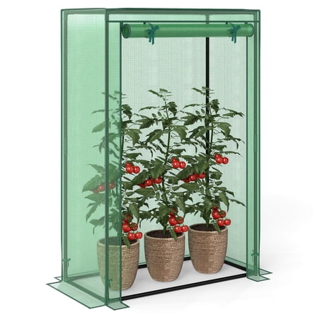 Costway 39” x 20” x 59” Portable Mini Greenhouse with Roll-Up Zippered Door, Indoor Outdoor Green
