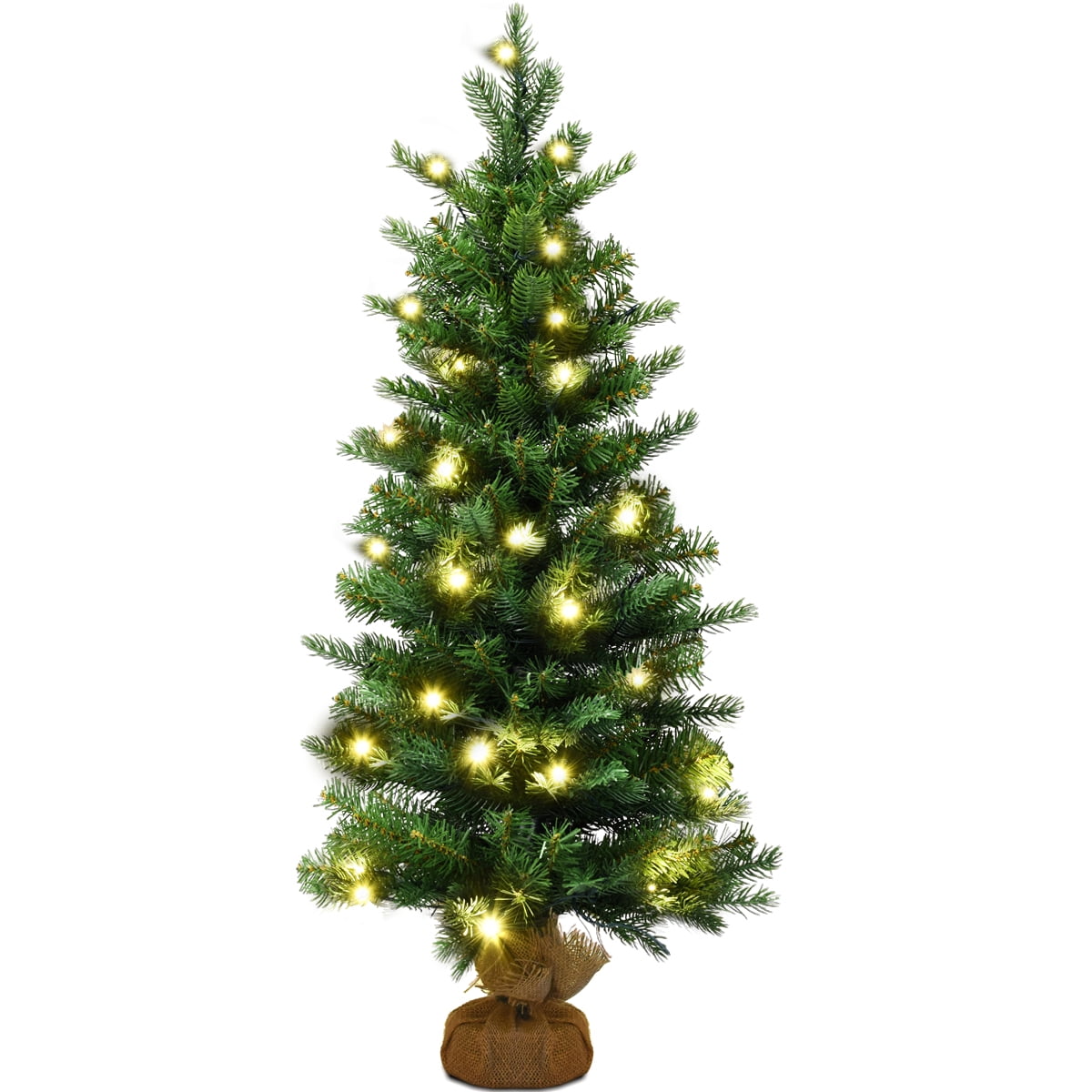 Costway 3Ft Pre-Lit Spruce Tabletop Christmas Tree Lights Timer