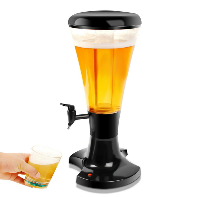 S AFSTAR Beer Dispenser 3L/101 OZ Capacity, Drink Beverage Tower Dispense  with Colorful LED Lights & Removable Ice Tube, Alcohol Whiskey Liquor Tower