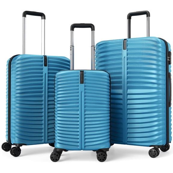 Costway 3PCS Hardside Luggage Set (20/24/28 Inch) with 8-Spinner Wheels, 3-Digital Lock Blue