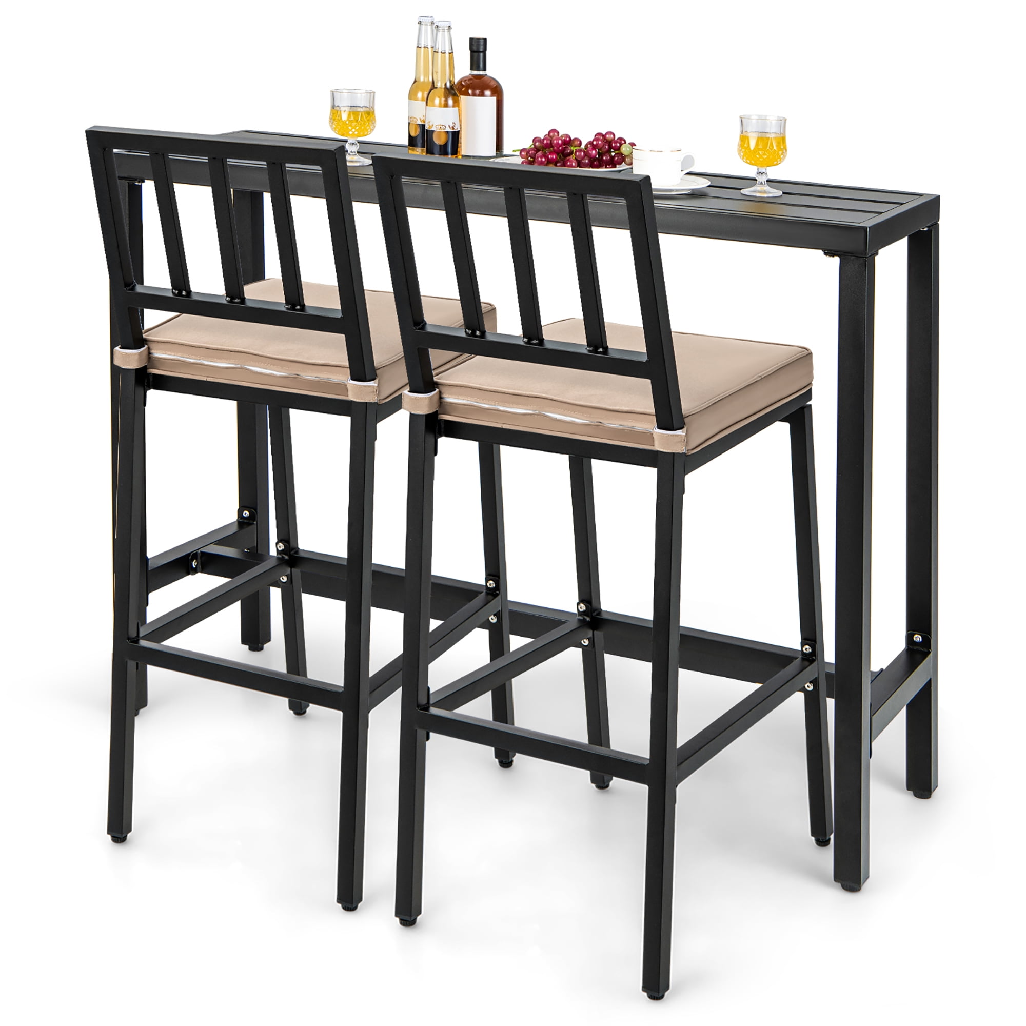 Costway 3PCS Bistro Height High Top Pub Furniture 