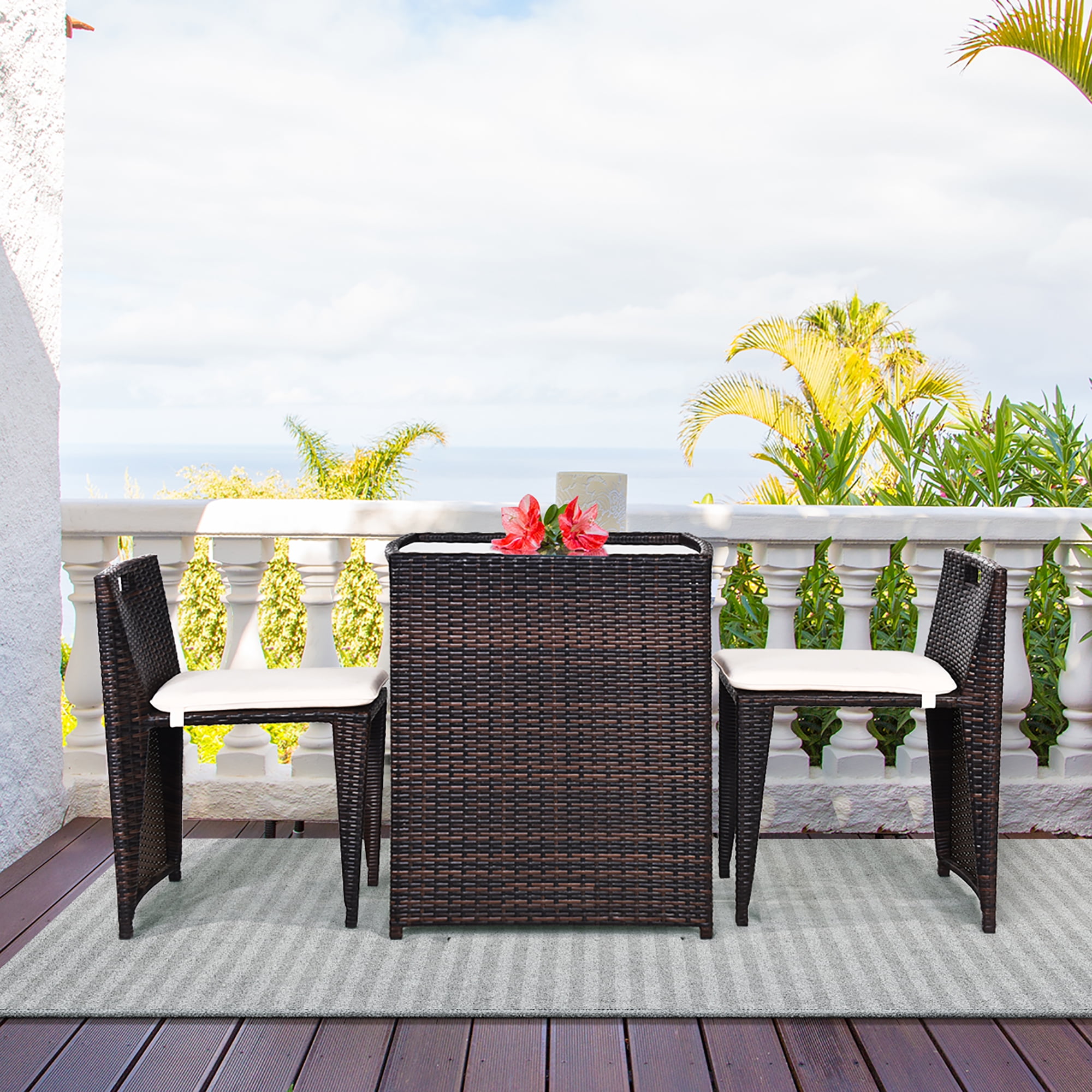 Costway Indoor/Outdoor Apartment Balcony 3PCS Ratt