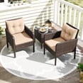 thumbnail image 1 of Costway 3PCS Outdoor Rattan Conversation Set Patio Garden Furniture Cushioned Sofa Chair, 1 of 9