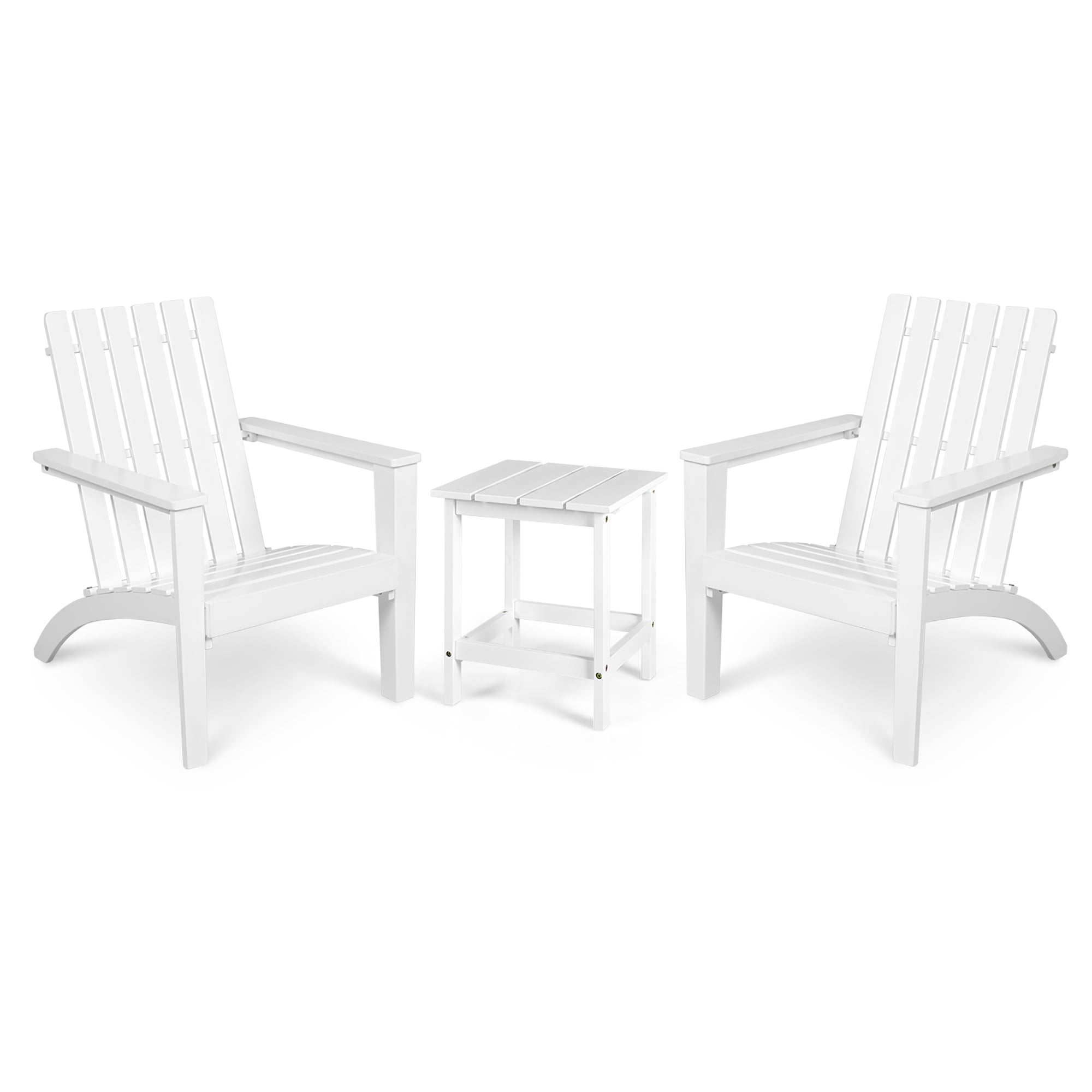 Costway 3PCS Patio Adirondack Chair Side Table Set Solid Wood Garden ...