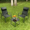 thumbnail image 1 of Costway 3PCS Patio Bistro Furniture Set Adjustable Back Stackable Chairs Black, 1 of 10