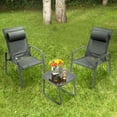 thumbnail image 1 of Costway 3PCS Patio Bistro Furniture Set Adjustable Back Stackable Chairs Grey, 1 of 11