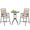 thumbnail image 1 of Costway 3PCS Patio Bistro Set Folding Chairs Round Bar Table with 1.6'' Umbrella Hole Yard, 1 of 11