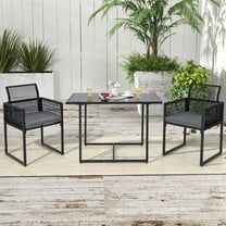 Costway 3PCS Patio PE Wicker Furniture Set Cushioned Chairs with Folding Backrest Backyard