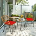 thumbnail image 1 of Costway 3PCS Patio Rattan Bistro Furniture Set Cushioned Chair Table Red, 1 of 11