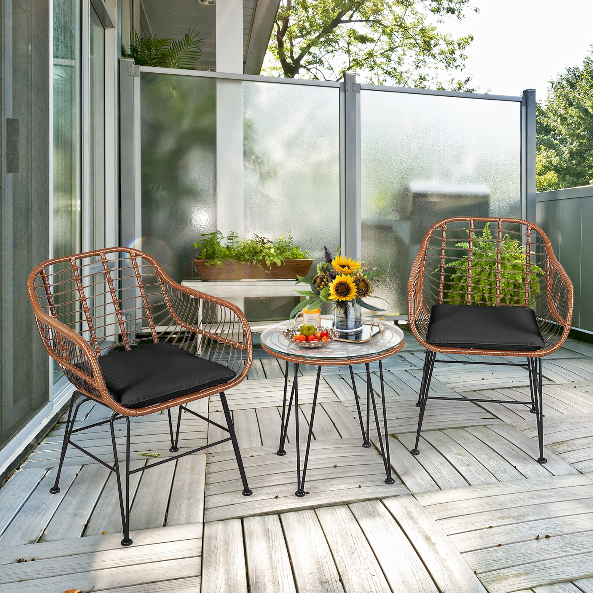 Rattan armchair bistro set discount