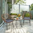 thumbnail image 1 of Costway 3PCS Patio Rattan Bistro Set Coffee Table Armchair Garden Gray Cushion, 1 of 12