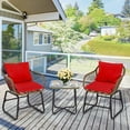 thumbnail image 1 of Costway 3PCS Patio Rattan Bistro Set Cushioned Chair Glass Table Deck Red, 1 of 11