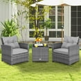 thumbnail image 1 of Costway 3PCS Patio Rattan Furniture Bistro Set  Cushioned Sofas Side Table Armrest Grey, 1 of 11