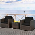 thumbnail image 1 of Costway 3PCS Patio Rattan Furniture Set Conversation Sofa Cushioned Black, 1 of 10