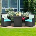 thumbnail image 1 of Costway  3PCS Patio Rattan Furniture Set Cushion Sofa Armrest Garden Turquoise, 1 of 12