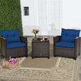 thumbnail image 1 of Costway 3PCS Patio Rattan Furniture Set Cushioned Conversation Set Coffee Table Navy, 1 of 11