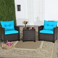 thumbnail image 1 of Costway 3PCS Patio Rattan Furniture Set Cushioned Conversation Set Sofa Turquoise, 1 of 12