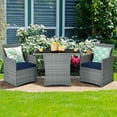 thumbnail image 1 of Costway 3PCS Patio Rattan Furniture Set Cushioned Sofa Armrest  Garden Navy, 1 of 12