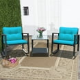 thumbnail image 1 of Costway 3PCS Patio Rattan Furniture Set Rocking Chairs Cushioned Conversation Set Blue, 1 of 9