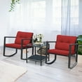 thumbnail image 1 of Costway 3PCS Patio Rattan Furniture Set Rocking Chairs Cushioned Sofa Burgundy, 1 of 10