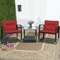 thumbnail image 1 of Costway 3PCS Patio Rattan Furniture Set Rocking Chairs Cushioned Sofa Coffee Table Outside, 1 of 9