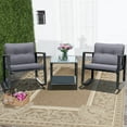 thumbnail image 1 of Costway 3PCS Patio Rattan Furniture Set Rocking Chairs Cushioned Sofa Gray, 1 of 9