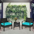 thumbnail image 1 of Costway 3PCS Patio Rattan Furniture Set Storage Table Cushioned Sofa Turquoise, 1 of 10